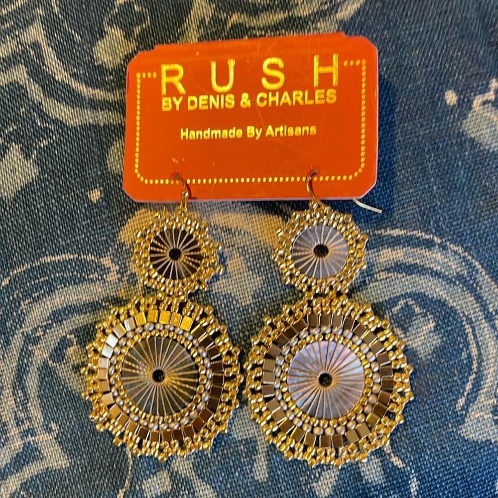 NWOT RUSH by Denis & Charles Gold and Silver Earrings